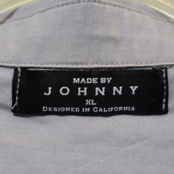 Made By Johnny Light Grey Purple Cotton Stretch Button Down Shirt Size XL Large - Picture 4 of 5